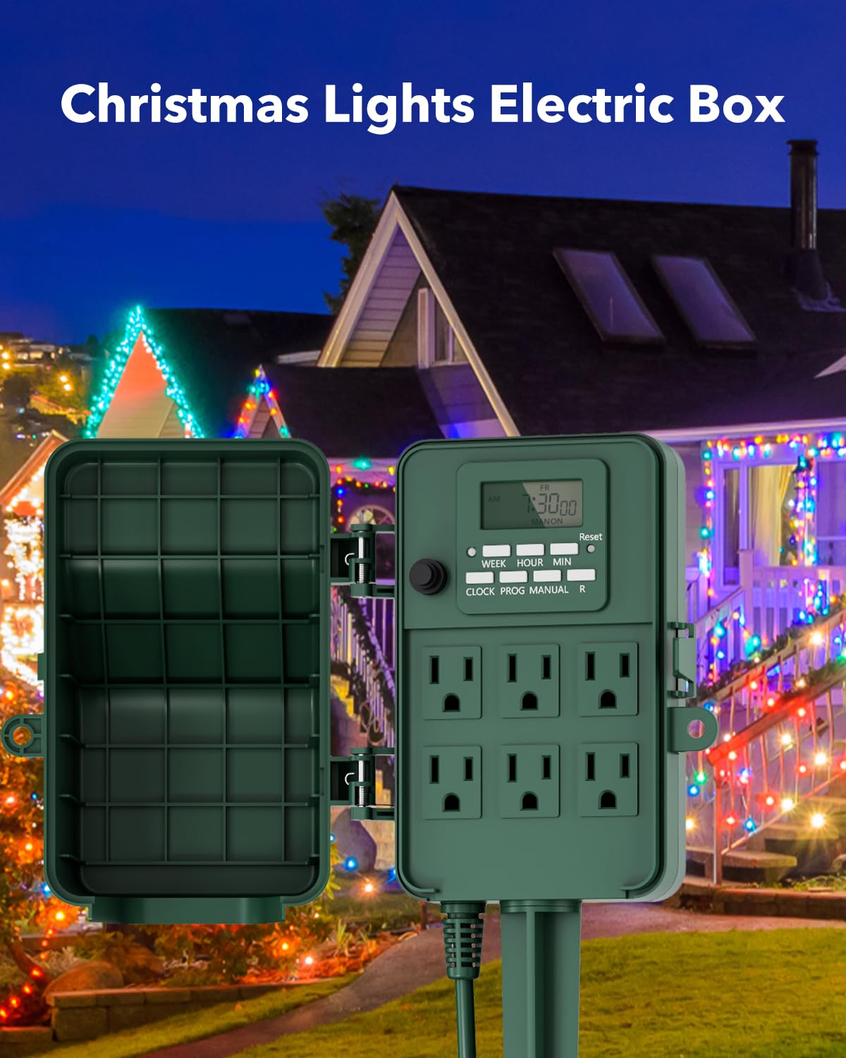 BN-LINK Outdoor Power Stake, 7-Day Programmable Digital Timer, 6 Outlets, 6FT Extension Cord, Waterproof Perfect for Christmas, Halloween, Garden Decorations, ETL Listed - Image 8