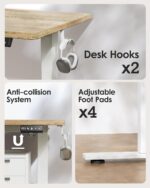 TIQLAB Electric Height Adjustable Standing Desk 47.2×23.6 inch, Sit Stand Desk for Work, Study, Memory Controller, White Frame & Maple Top Computer Workstation for Home Office - Image 7