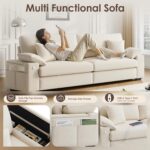88.58" Modern Loveseat Couches for Living Room, Comfy Sofa with Deep Seat Couch, USB/Type-C Port, Side Storage, Removable Cover, Couches for Living Room Apartment, Beige - Image 5