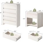 AMERLIFE Modern 3-Piece Bedroom Furniture Set with 5-Drawer Dresser and 2 Nightstands, Large Storage Capacity, Rounded Corners, Flexible Combination Design, White - Image 4