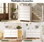 AMERLIFE Modern 3-Piece Bedroom Furniture Set with 5-Drawer Dresser and 2 Nightstands, Large Storage Capacity, Rounded Corners, Flexible Combination Design, White - Image 8