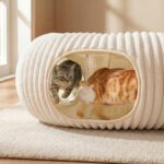 Cat Tunnel Bed with 40 Pcs Interactive Cat Toys, Cat Tube with Kitten Toys for Indoor Kittens, Collapsible Play Tunnel, White - Image 3