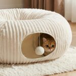 Cat Tunnel Bed with 40 Pcs Interactive Cat Toys, Cat Tube with Kitten Toys for Indoor Kittens, Collapsible Play Tunnel, White - Image 4