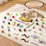 Cat Tunnel Bed with 40 Pcs Interactive Cat Toys, Cat Tube with Kitten Toys for Indoor Kittens, Collapsible Play Tunnel, White - Image 5