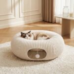 Cat Tunnel Bed with 40 Pcs Interactive Cat Toys, Cat Tube with Kitten Toys for Indoor Kittens, Collapsible Play Tunnel, White - Image 7