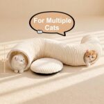 Cat Tunnel Bed with 40 Pcs Interactive Cat Toys, Cat Tube with Kitten Toys for Indoor Kittens, Collapsible Play Tunnel, White - Image 8