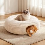 Cat Tunnel Bed with 40 Pcs Interactive Cat Toys, Cat Tube with Kitten Toys for Indoor Kittens, Collapsible Play Tunnel, White - Image 9