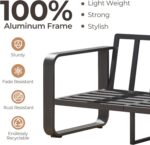 CHITA Outdoor Furniture Set 4 Piece, 5-Seats Patio Conversation Set with 6.3in Thick Cushions & 100% Aluminum Frame & Coffee Table, Modern Outdoor Patio Furniture Sofa Set for Poolside, Deck, Balcony - Image 5