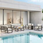 CHITA Outdoor Furniture Set 4 Piece, 5-Seats Patio Conversation Set with 6.3in Thick Cushions & 100% Aluminum Frame & Coffee Table, Modern Outdoor Patio Furniture Sofa Set for Poolside, Deck, Balcony - Image 9