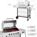 Royal Gourmet GA5401T 5-Burner BBQ Liquid Propane Gas Grill with Side Burner, Stainless Steel 61,000 BTU Output for Patio Garden Picnic Backyard Cooking, Silver - Image 4