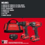 CRAFTSMAN V20 MAX Cordless Drill Driver and Impact Driver Set, Power Tool Set with 2 Batteries and Charger, LED Work Light, 2 Bits, Bag (CMCK200C2) - Image 3