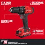 CRAFTSMAN V20 MAX Cordless Drill Driver and Impact Driver Set, Power Tool Set with 2 Batteries and Charger, LED Work Light, 2 Bits, Bag (CMCK200C2) - Image 4