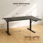 OffiGo Electric L Shaped Standing Desk, 55 Inches Height Adjustable Table, Reversiable Corner Stand Up Desk, Lifting Computer Table for Home Office, Computer Workstation, Carbon Fiber Black - Image 4