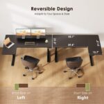 OffiGo Electric L Shaped Standing Desk, 55 Inches Height Adjustable Table, Reversiable Corner Stand Up Desk, Lifting Computer Table for Home Office, Computer Workstation, Carbon Fiber Black - Image 8