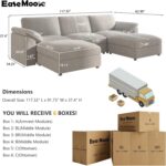 EASE MOOSE Extra Large U Shape Sectional Cloud Couch,Oversized Modular Sectional Cloud Couch,Comfty Deep Modular Sofa with Ottoman for Living RoomLight Gray - Image 3