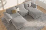 EASE MOOSE Extra Large U Shape Sectional Cloud Couch,Oversized Modular Sectional Cloud Couch,Comfty Deep Modular Sofa with Ottoman for Living RoomLight Gray - Image 4