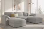 EASE MOOSE Extra Large U Shape Sectional Cloud Couch,Oversized Modular Sectional Cloud Couch,Comfty Deep Modular Sofa with Ottoman for Living RoomLight Gray - Image 5