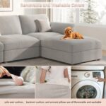 EASE MOOSE Extra Large U Shape Sectional Cloud Couch,Oversized Modular Sectional Cloud Couch,Comfty Deep Modular Sofa with Ottoman for Living RoomLight Gray - Image 7