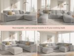 EASE MOOSE Extra Large U Shape Sectional Cloud Couch,Oversized Modular Sectional Cloud Couch,Comfty Deep Modular Sofa with Ottoman for Living RoomLight Gray - Image 9