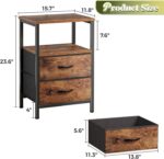 Huuger Night Stand Set 2, Nightstand with 2 Drawers, Bed Side Table with Open Shelf, Wooden Top, End Table, Fabric Drawer, for Bedroom, Rustic Brown - Image 4