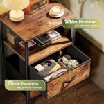 Huuger Night Stand Set 2, Nightstand with 2 Drawers, Bed Side Table with Open Shelf, Wooden Top, End Table, Fabric Drawer, for Bedroom, Rustic Brown - Image 6