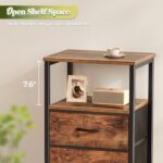 Huuger Night Stand Set 2, Nightstand with 2 Drawers, Bed Side Table with Open Shelf, Wooden Top, End Table, Fabric Drawer, for Bedroom, Rustic Brown - Image 9