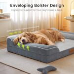 CWAWZ Extra Large Dog Bed, Orthopedic XL Dog Bed with Cooling Gel Memory Foam, Waterproof Pet Bed with Removable Washable Cover, 42" Pet Sofa Couch Dutch Velvet with Bone Toy, Dark Gray - Image 5