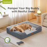 CWAWZ Extra Large Dog Bed, Orthopedic XL Dog Bed with Cooling Gel Memory Foam, Waterproof Pet Bed with Removable Washable Cover, 42" Pet Sofa Couch Dutch Velvet with Bone Toy, Dark Gray - Image 6