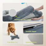 CWAWZ Extra Large Dog Bed, Orthopedic XL Dog Bed with Cooling Gel Memory Foam, Waterproof Pet Bed with Removable Washable Cover, 42" Pet Sofa Couch Dutch Velvet with Bone Toy, Dark Gray - Image 7