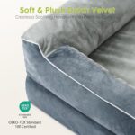 CWAWZ Extra Large Dog Bed, Orthopedic XL Dog Bed with Cooling Gel Memory Foam, Waterproof Pet Bed with Removable Washable Cover, 42" Pet Sofa Couch Dutch Velvet with Bone Toy, Dark Gray - Image 9