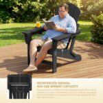 Mdeam Oversized 3-Level Adjustable Adirondack Chairs Set of 2, 400LBS Capacity HDPE Heavy Duty Tanning Chair with Cup Holder, All-Weather Folding Fire Pit Outdoor Chair for Patio Garden Lawn - Black - Image 4