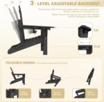 Mdeam Oversized 3-Level Adjustable Adirondack Chairs Set of 2, 400LBS Capacity HDPE Heavy Duty Tanning Chair with Cup Holder, All-Weather Folding Fire Pit Outdoor Chair for Patio Garden Lawn - Black - Image 5