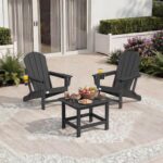 Mdeam Oversized 3-Level Adjustable Adirondack Chairs Set of 2, 400LBS Capacity HDPE Heavy Duty Tanning Chair with Cup Holder, All-Weather Folding Fire Pit Outdoor Chair for Patio Garden Lawn - Black - Image 6