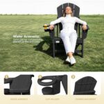 Mdeam Oversized 3-Level Adjustable Adirondack Chairs Set of 2, 400LBS Capacity HDPE Heavy Duty Tanning Chair with Cup Holder, All-Weather Folding Fire Pit Outdoor Chair for Patio Garden Lawn - Black - Image 7