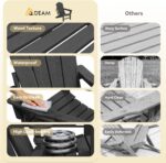 Mdeam Oversized 3-Level Adjustable Adirondack Chairs Set of 2, 400LBS Capacity HDPE Heavy Duty Tanning Chair with Cup Holder, All-Weather Folding Fire Pit Outdoor Chair for Patio Garden Lawn - Black - Image 9