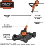 BLACK+DECKER Weed Eater, Lawn Edger and Cordless Lawn Mower 3 in 1 Combo, Includes (2) Batteries, Charger, 12 Inch Battery Powered String Trimmer and Lawnmower, Adjustable Length and Height (MTC220) - Image 3