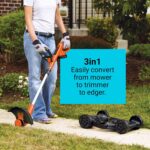 BLACK+DECKER Weed Eater, Lawn Edger and Cordless Lawn Mower 3 in 1 Combo, Includes (2) Batteries, Charger, 12 Inch Battery Powered String Trimmer and Lawnmower, Adjustable Length and Height (MTC220) - Image 4