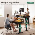 AODK Electric Standing Desk with Drawers & Keyboard Tray, 55 Inch Height Adjustable Gaming Desk with Power Outlets & LED Lights, Sit Stand Table with Monitor Stand for Home, Office, Rustic Brown - Image 5