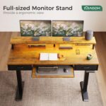 AODK Electric Standing Desk with Drawers & Keyboard Tray, 55 Inch Height Adjustable Gaming Desk with Power Outlets & LED Lights, Sit Stand Table with Monitor Stand for Home, Office, Rustic Brown - Image 6