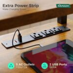 AODK Electric Standing Desk with Drawers & Keyboard Tray, 55 Inch Height Adjustable Gaming Desk with Power Outlets & LED Lights, Sit Stand Table with Monitor Stand for Home, Office, Rustic Brown - Image 7
