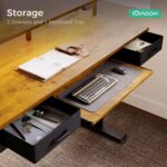 AODK Electric Standing Desk with Drawers & Keyboard Tray, 55 Inch Height Adjustable Gaming Desk with Power Outlets & LED Lights, Sit Stand Table with Monitor Stand for Home, Office, Rustic Brown - Image 8