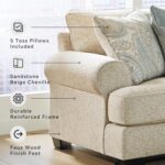 Signature Design by Ashley Monaghan Vintage Sofa with Accent Pillows, Reversible Cushions and Rolled Arms, Beige - Image 5