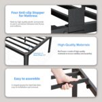 ROIL 14 inch Metal Queen Bed Frame with Rounded Corner and Headboard Hole Mattress Retainers 3500LBS Heavy Duty Steel Slats No Box Spring Needed Platform Noise-Free Easy Assembly - Image 5