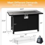 45in Fire Table, Propane Fire Pit with Glass Wind Guard and Rain Cover, Outdoor Firepit Table 50000 BTU 3-in-1 Fire Table for Patio/Yard/Balcony, Gray Tabletop - Image 3