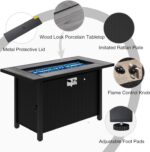 45in Fire Table, Propane Fire Pit with Glass Wind Guard and Rain Cover, Outdoor Firepit Table 50000 BTU 3-in-1 Fire Table for Patio/Yard/Balcony, Gray Tabletop - Image 4