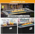 45in Fire Table, Propane Fire Pit with Glass Wind Guard and Rain Cover, Outdoor Firepit Table 50000 BTU 3-in-1 Fire Table for Patio/Yard/Balcony, Gray Tabletop - Image 5