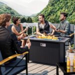 45in Fire Table, Propane Fire Pit with Glass Wind Guard and Rain Cover, Outdoor Firepit Table 50000 BTU 3-in-1 Fire Table for Patio/Yard/Balcony, Gray Tabletop - Image 6