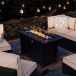 45in Fire Table, Propane Fire Pit with Glass Wind Guard and Rain Cover, Outdoor Firepit Table 50000 BTU 3-in-1 Fire Table for Patio/Yard/Balcony, Gray Tabletop - Image 7