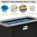 45in Fire Table, Propane Fire Pit with Glass Wind Guard and Rain Cover, Outdoor Firepit Table 50000 BTU 3-in-1 Fire Table for Patio/Yard/Balcony, Gray Tabletop - Image 8