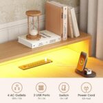 SEDETA Farmhouse L Shaped Standing Desk, 70.1" x 73.2" Height Adjustable Home Office Executive Desk with Drawers, Power Outlet, Monitor Stand, Sit Stand Table with Led Lights for Home Office, Oak - Image 7
